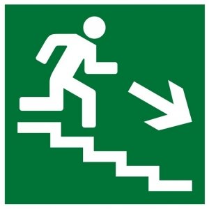 Знак Е 13 - Направление к эвакуационному выходу по лестнице вниз, размещается на лестничных площадках и стенах, прилегающих к лестничному маршу {price}