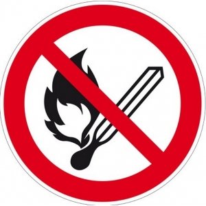 Знак  P 02 - Запрещается пользоваться открытым огнем и курить {price}